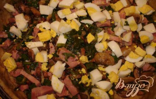 Ореховый пирог с черемшой, беконом и яйцом Ореховый пирог с черемшой, беконом и яйцом