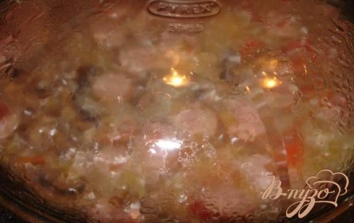 Сливочная Паэлья с сосисками и грибами Сливочная Паэлья с сосисками и грибами