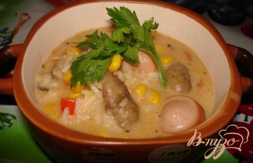 Сливочная Паэлья с сосисками и грибами Сливочная Паэлья с сосисками и грибами