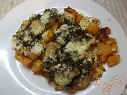 Курица запеченная с тыквой Курица запеченная с тыквой