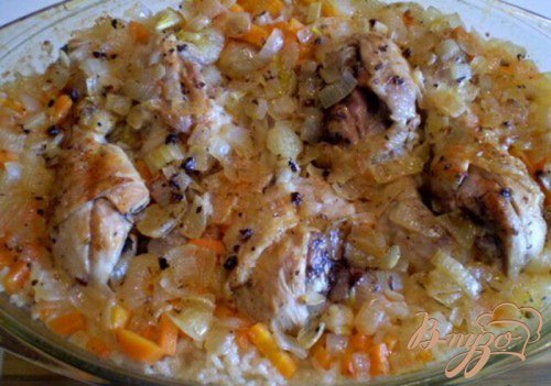 Ножки запеченные с рисом и овощами Ножки запеченные с рисом и овощами