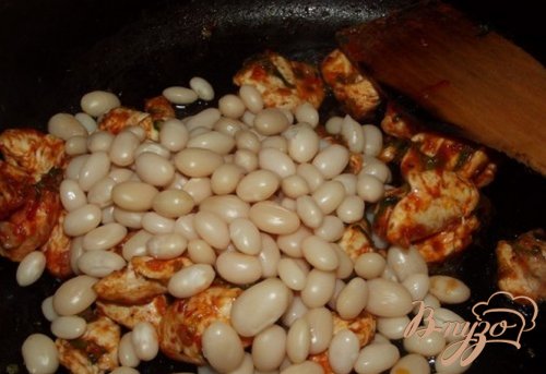 Макароны с фасолью, мясом и зеленью Макароны с фасолью, мясом и зеленью