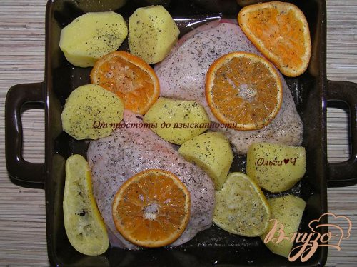 Курица с цитрусовыми и мятным сиропом Курица с цитрусовыми и мятным сиропом