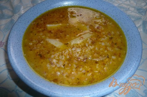 Густой гречневый суп на курином бульоне Густой гречневый суп на курином бульоне