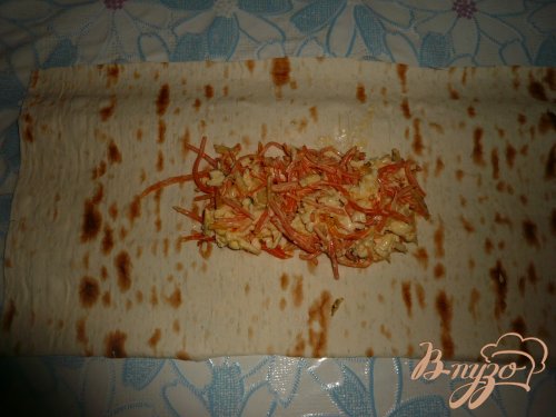 Конвертики из лаваша с морковью по-корейски Конвертики из лаваша с морковью по-корейски