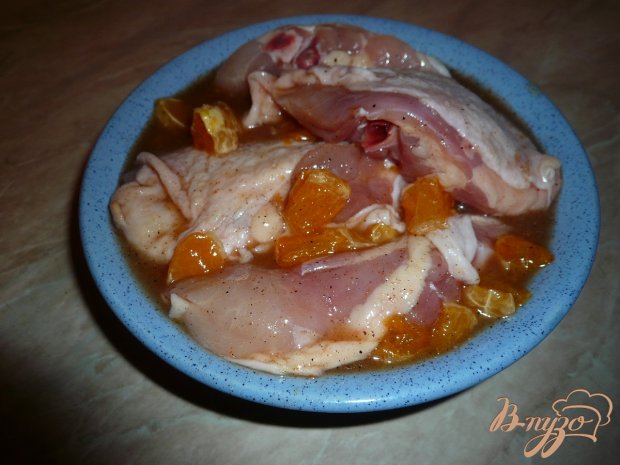 Курица, запеченная с мандаринами и медом Курица, запеченная с мандаринами и медом
