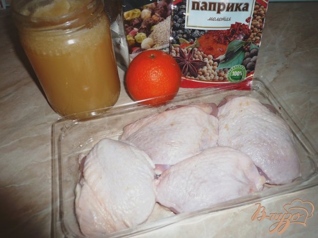 Курица, запеченная с мандаринами и медом Курица, запеченная с мандаринами и медом