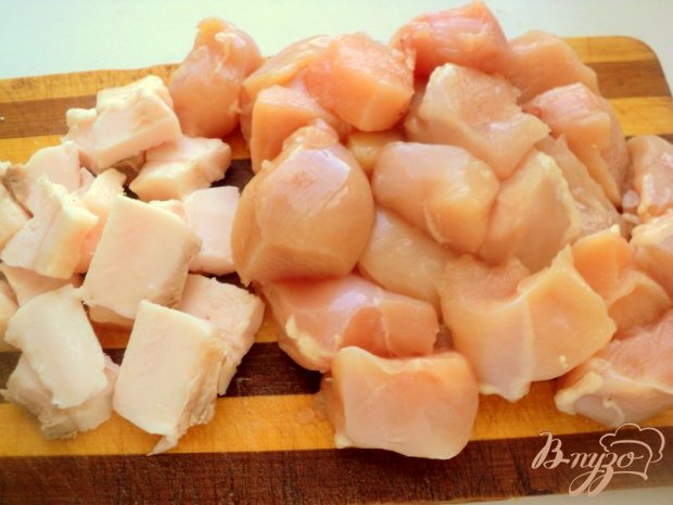 Шашлык из куриного филе с прослойками сала Шашлык из куриного филе с прослойками сала