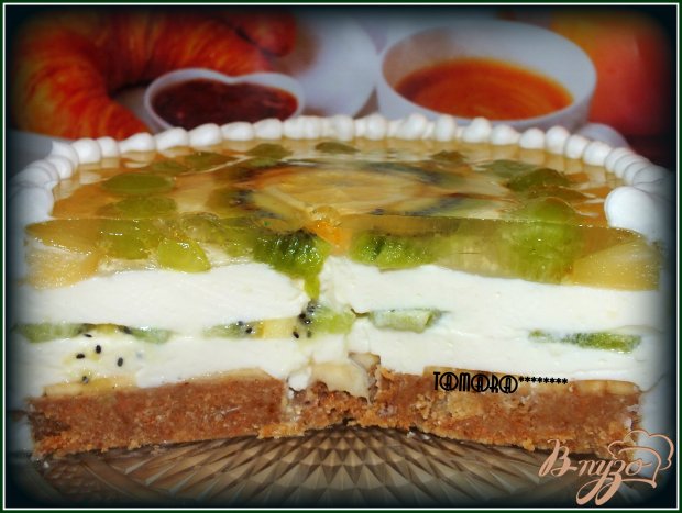 Творожный торт с киви, пошаговый рецепт с фото картинки Творожный торт с киви, пошаговый рецепт с фото картинки