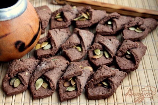 шоколадне печиво з гарбузовим насінням. як приготувати з фото