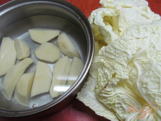 Овощной мильфей из капусты картофеля и крабовых палочек Овощной мильфей из капусты картофеля и крабовых палочек