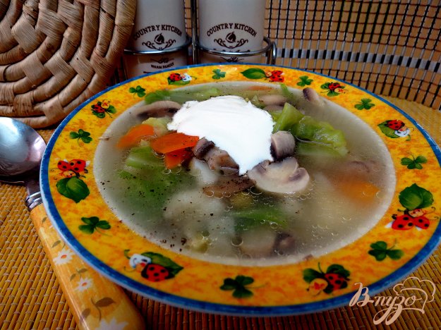 Суп овочевий зі свіжою капустою і грибами. як приготувати з фото