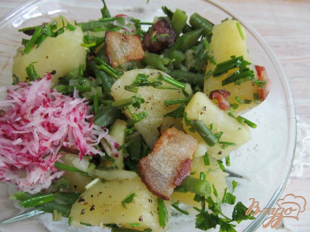 теплий картопляний салат з квасолею. як приготувати з фото