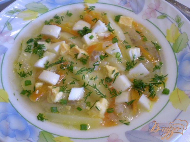 рибний суп з яйце і зеленою цибулею. як приготувати з фото