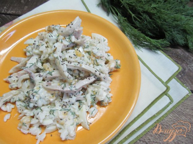 салат з кальмара і рису. як приготувати з фото