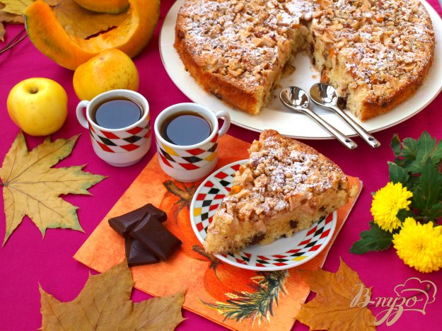 Гарбузово-яблучний пиріг з волоськими горіхами. як приготувати з фото
