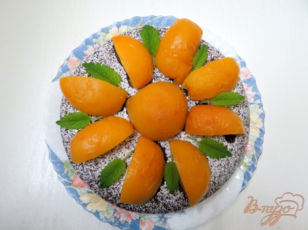 шоколадний пиріг з персиками. як приготувати з фото