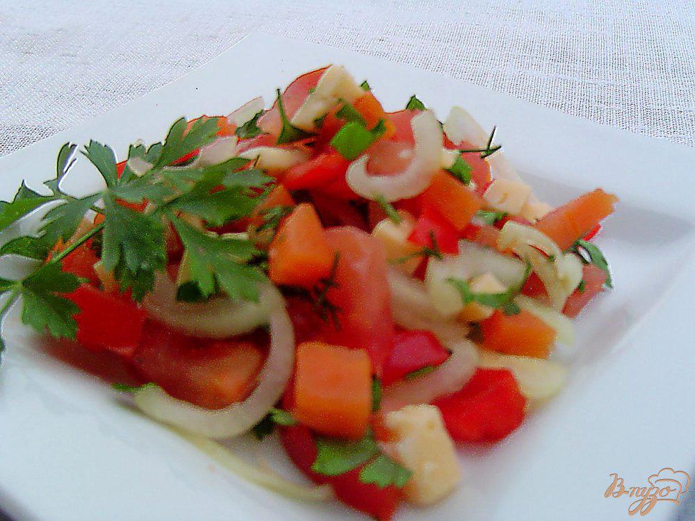 Салат с сыром перцем болгарским помидором