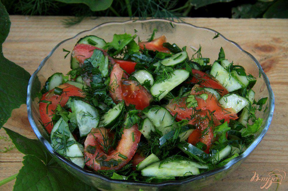 Рецепт вкусного салата огурцы помидоры. Салат из огурцов и помидоров. Салат огурцы помидоры зелень. Салат из огурцов и помидор с зеленью. Салат из огурца и помидора.