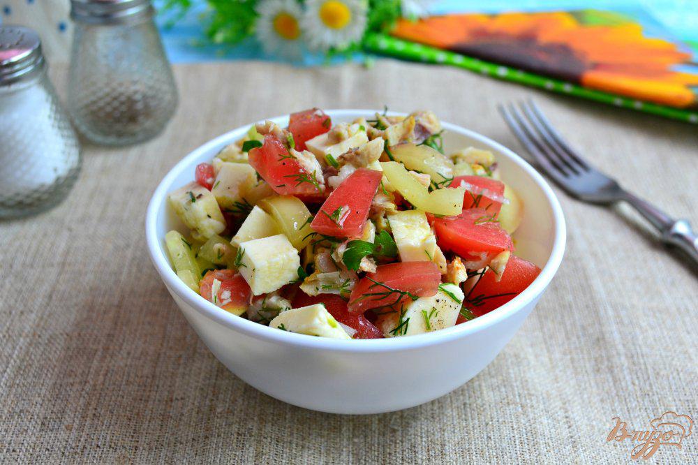 Овощной салат с брынзой и кукурузой рецепт