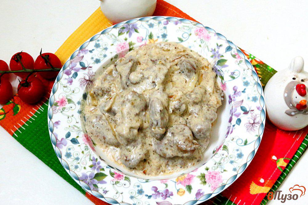 Печень по строгановски куриная классический рецепт с фото пошагово