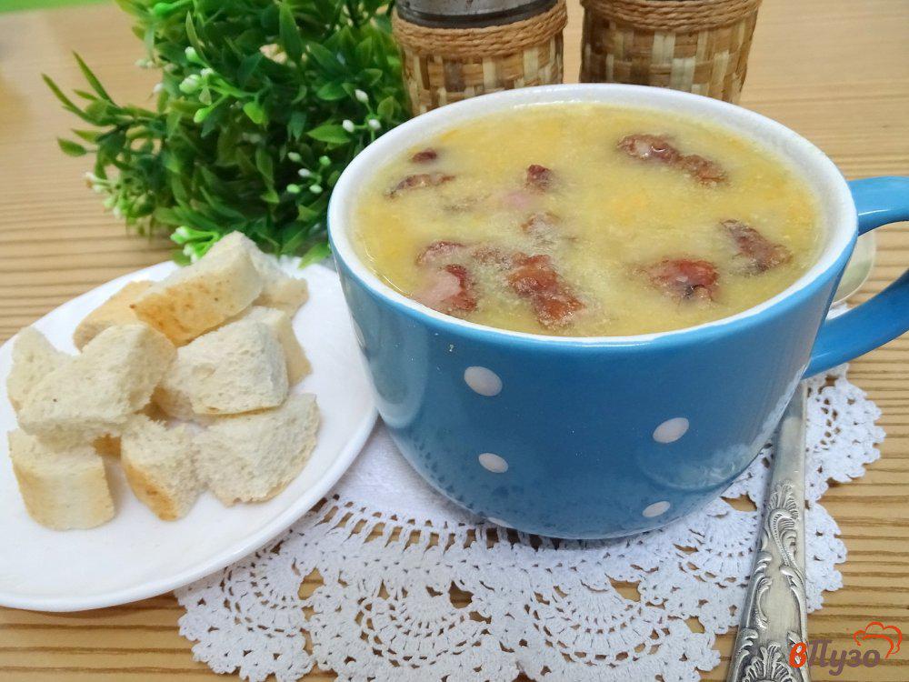 Суп пюре гороховый с копченостями ребрышками. Суп пюре гороховый с копченостями ребрышками