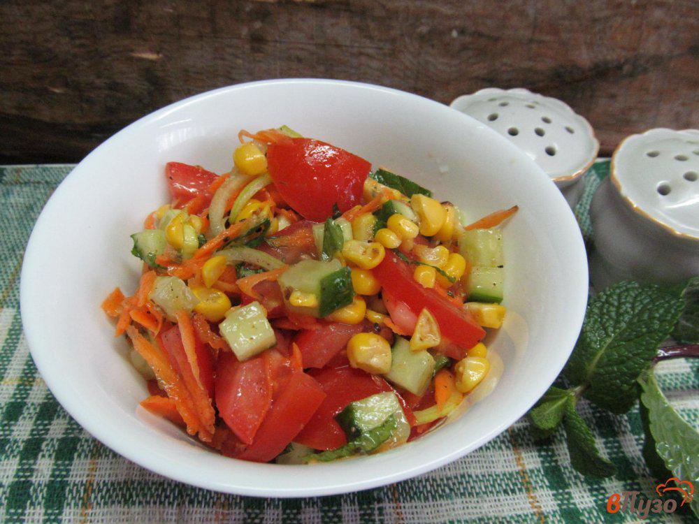 Салат с кукурузой и овощами без майонеза