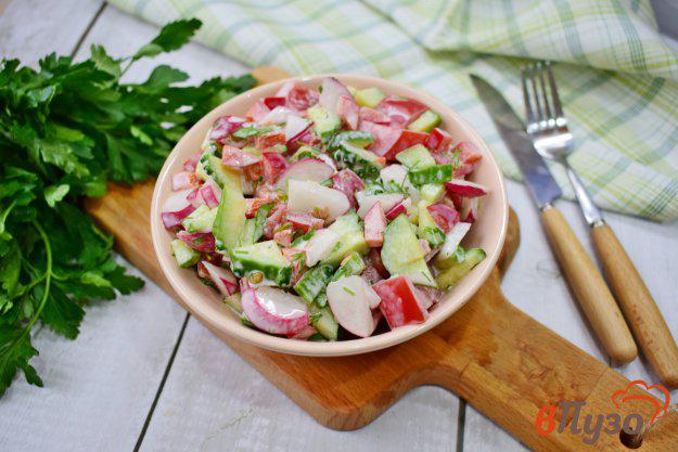 Салат с редисом огурцами и помидорами 1 рецепты с фото