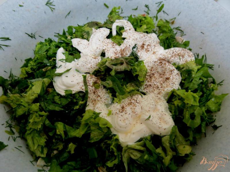 Фото приготовление рецепта: Зелёный витаминный салат шаг №7