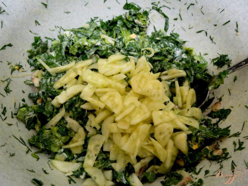 Фото приготовление рецепта: Зелёный витаминный салат шаг №9