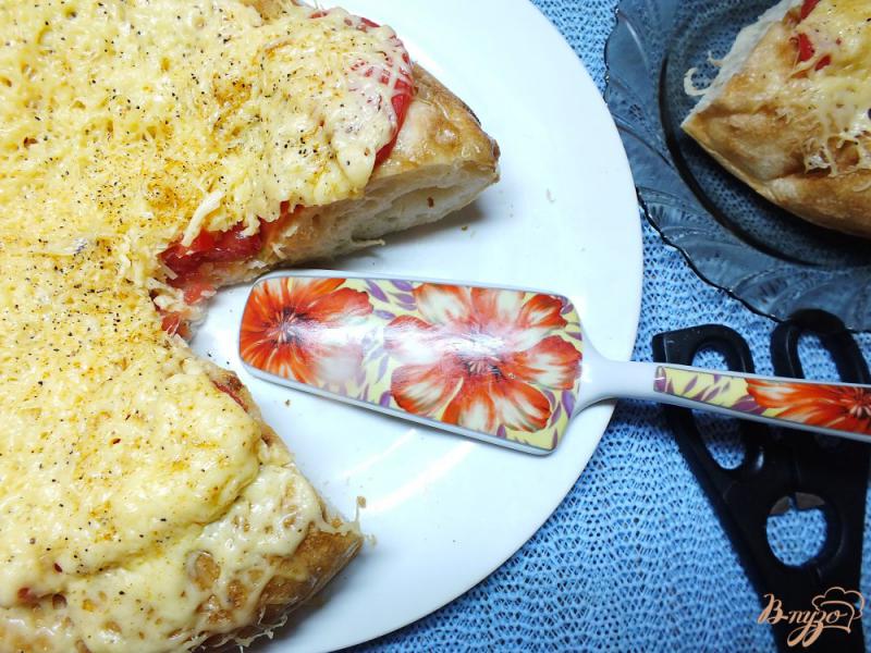 Фото приготовление рецепта: Пицца с помидорами на грузинской лепешке шаг №8