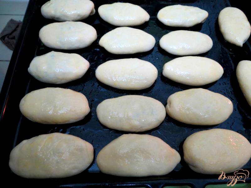 Фото приготовление рецепта: Пирожки с зелёным луком и яйцом шаг №14