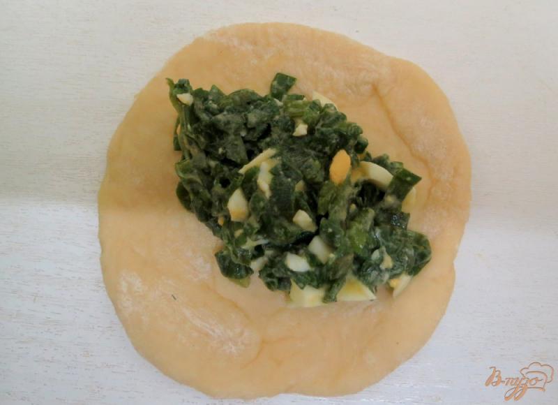 Фото приготовление рецепта: Пирожки с зелёным луком и яйцом шаг №13