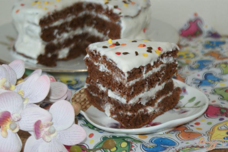 Фото приготовление рецепта: Шоколадный торт на сковороде шаг №8