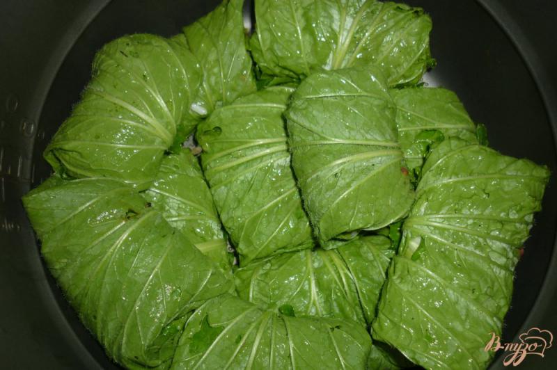 Фото приготовление рецепта: Голубцы из печени с пекинской капустой шаг №6