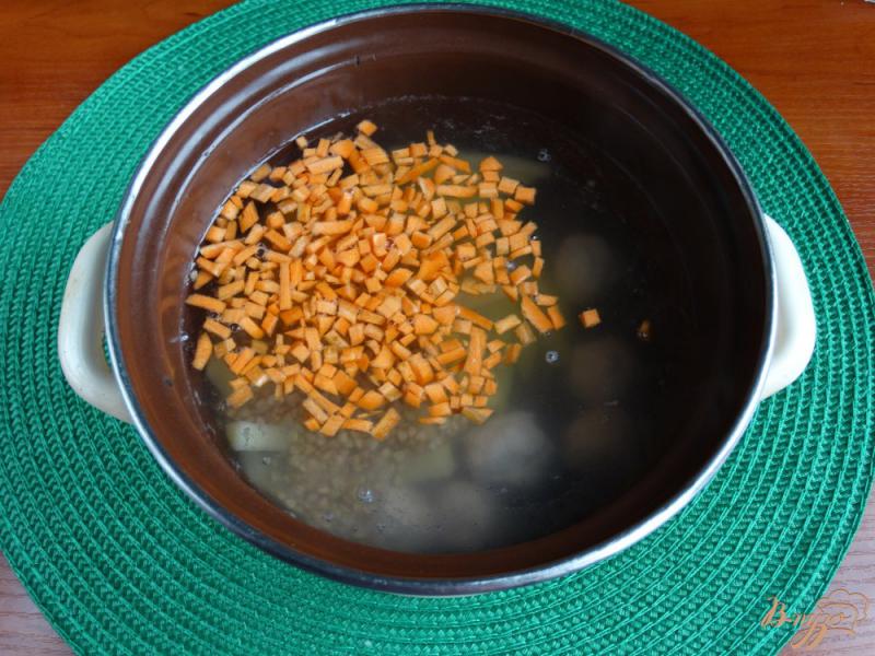 Фото приготовление рецепта: Суп с зеленой гречкой фрикадельками и цветной капустой шаг №8