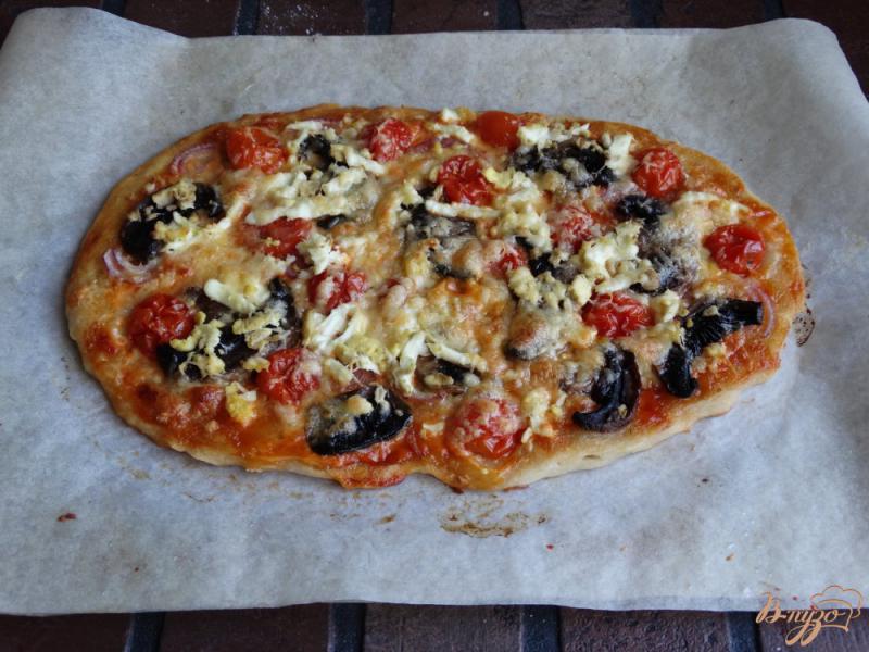 Фото приготовление рецепта: Грибная пицца с яйцом шаг №10