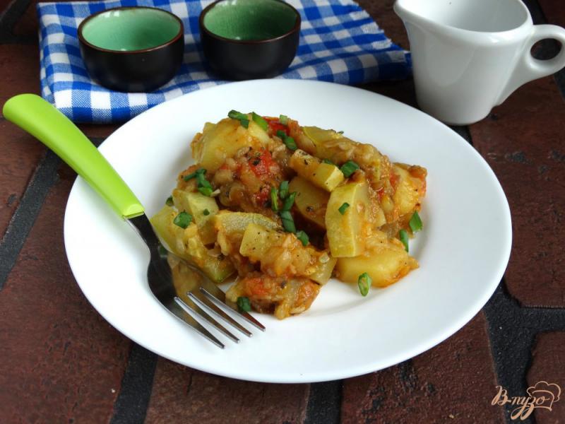 Фото приготовление рецепта: Овощное рагу с баклажанами и кабачками в мультиварке шаг №10