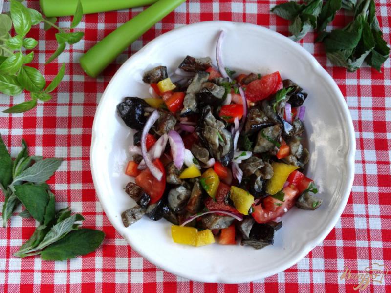 Фото приготовление рецепта: Теплый овощной салат с баклажанами и мятой шаг №10