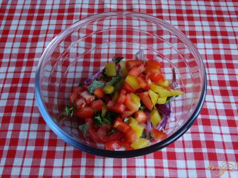 Фото приготовление рецепта: Теплый овощной салат с баклажанами и мятой шаг №8