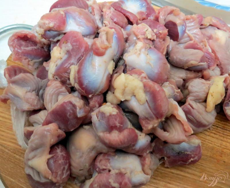 Фото приготовление рецепта: Куриные желудочки в соусе шаг №1