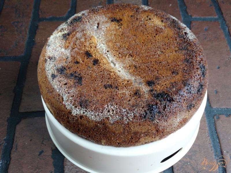 Фото приготовление рецепта: Бисквитный пирог с какао и черникой шаг №11
