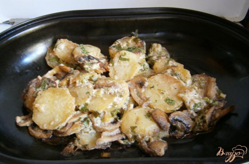 Фото приготовление рецепта: Картофель с грибами в сметане шаг №5