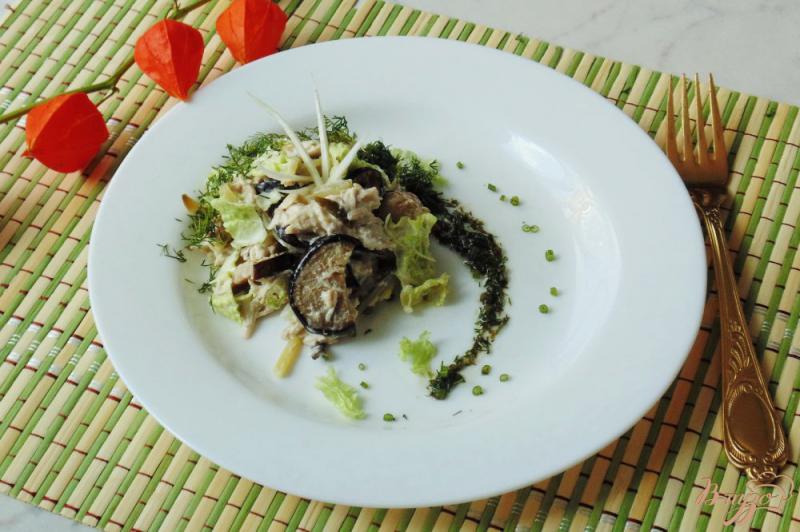 Фото приготовление рецепта: Салат из баклажанов и куриной грудки шаг №9