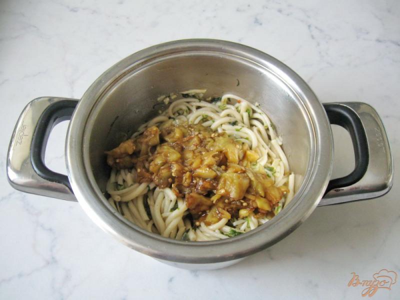 Фото приготовление рецепта: Спагетти с баклажанами шаг №9