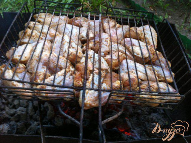 Фото приготовление рецепта: Куриные крылья гриль в маринаде из сванской соли шаг №8