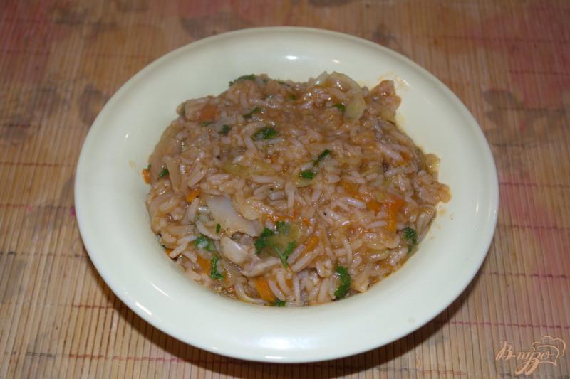 Фото приготовление рецепта: Овощи с рисом и курицей шаг №9