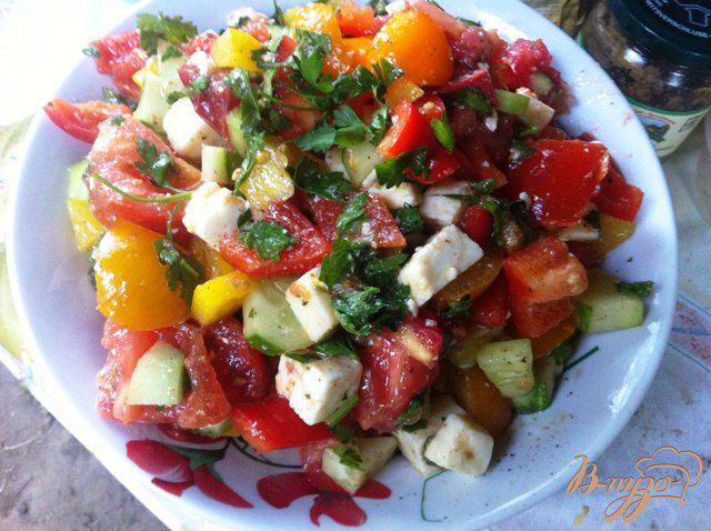 Фото приготовление рецепта: Салат овощной с брынзой шаг №8