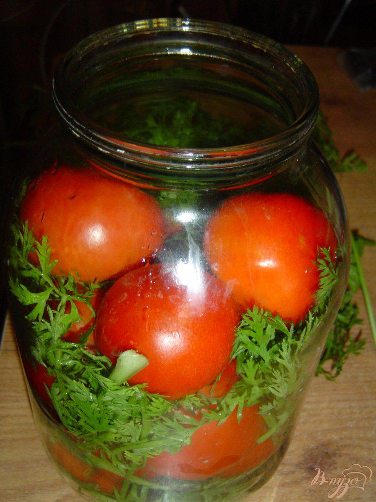 Фото приготовление рецепта: Помидоры с листьями моркови шаг №3