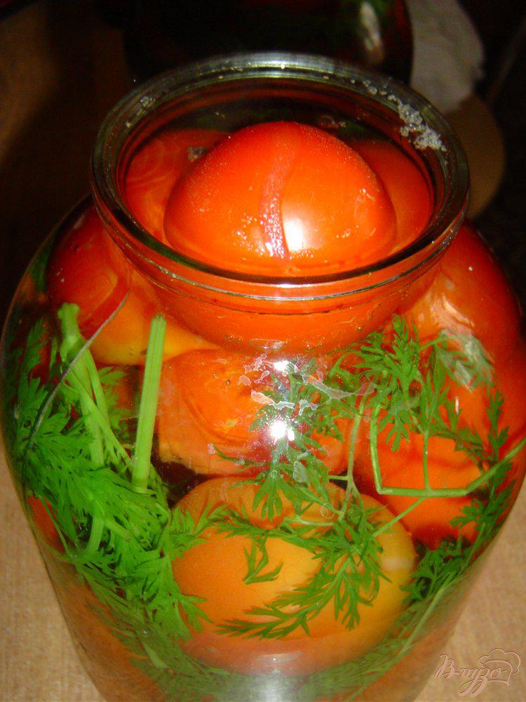 Фото приготовление рецепта: Помидоры с листьями моркови шаг №4